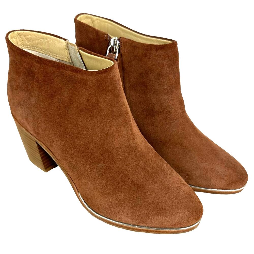 Ted Baker London NWOB Hiara Brown Suede Bootie Size 35 (US 5) Side Zip Stacked
